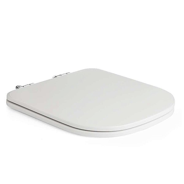 Assento Poliester Soft Close Antimicrobiano Quadra Branco para vaso Deca