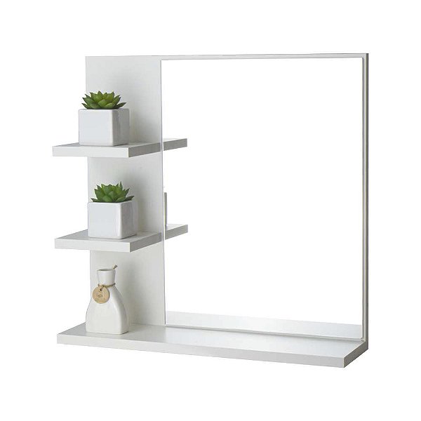 Armário para Banheiro com Espelho Viena Branco 45cm