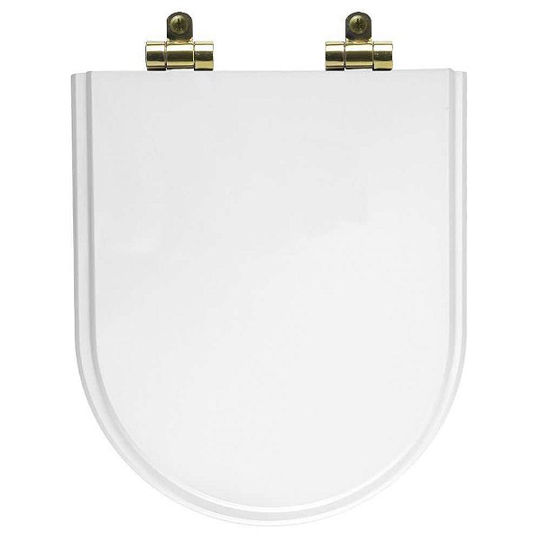 Tampa de Vaso Poliéster Com Amortecedor Level Branco para Bacia Deca com Ferragem Dourada