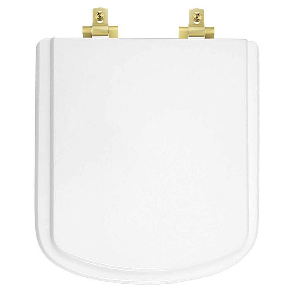 Tampa de Vaso MDF Com Amortecedor Bali Branco para bacia Incepa com Ferragem Dourada