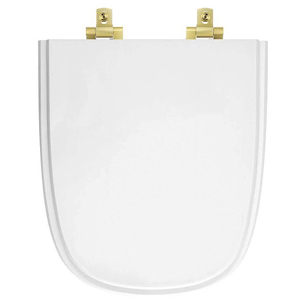 Tampa de Vaso MDF Com Amortecedor Ibiza Branco para bacia Incepa com Ferragem Dourada