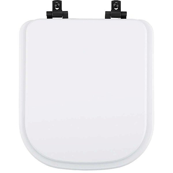 Tampa de Vaso Laqueado Com Amortecedor Quadra Branco para Bacia Deca com Ferragem Preta