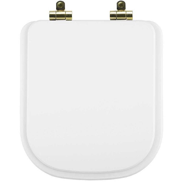 Tampa de Vaso Poliéster Com Amortecedor Piano Branco para Bacia Deca com Ferragem Dourada