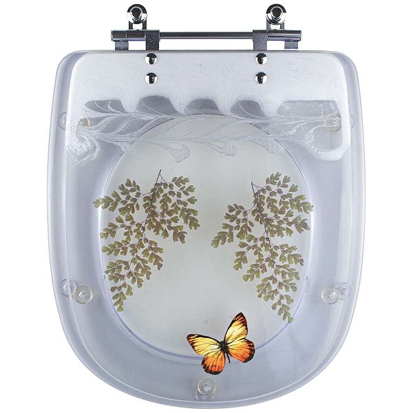 Tampa De Vaso Decorada Borboleta Square Transparente para Vaso Lorenzetti
