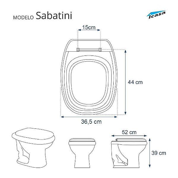 Tampa De Vaso Sanitario Com Amortecedor Sabatini Branco Para Bacia Icasa