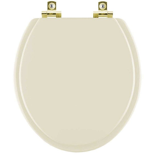 Assento Sanitário Soft Close Twister Marfim para vaso Hervy com Ferragem Dourada