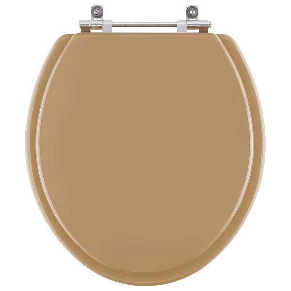 Assento Sanitario Poliéster Convencional Oval Bege Castor para vaso Deca