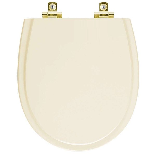 Assento Sanitário Soft Close Polo Marfim para vaso Hervy com Ferragem Dourada