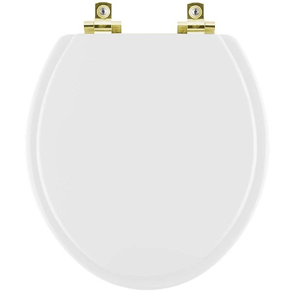 Assento Sanitário com Amortecedor Colonial Branco para vaso Hervy com Ferragem Dourada