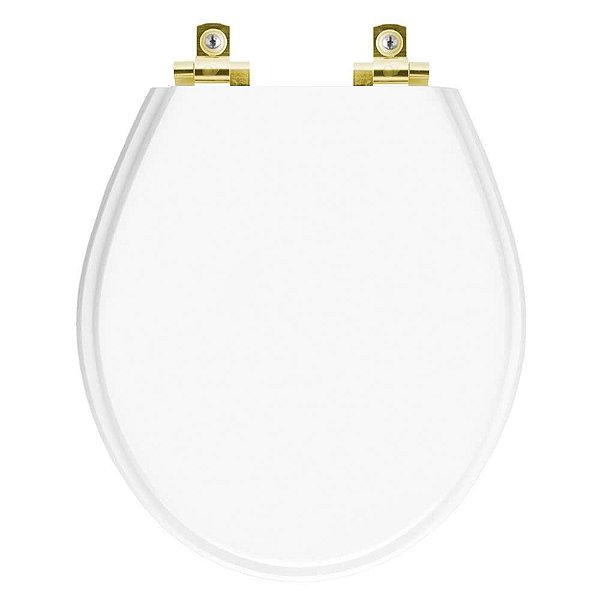 Assento Sanitário com Amortecedor Carina Branco para vaso Ideal Standard com Ferragem Dourada