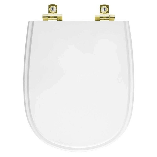 Assento Sanitário com Amortecedor Paris Branco para vaso Ideal Standard com Ferragem Dourada