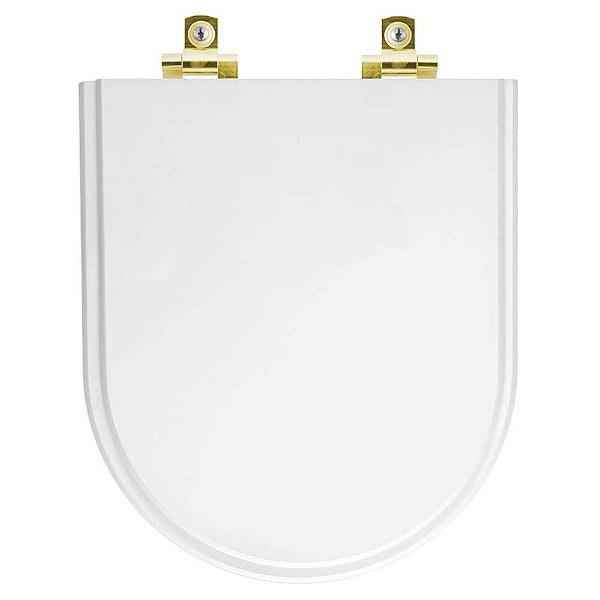 Assento Sanitário com Amortecedor Riviera Branco para vaso Celite com Ferragem Dourada