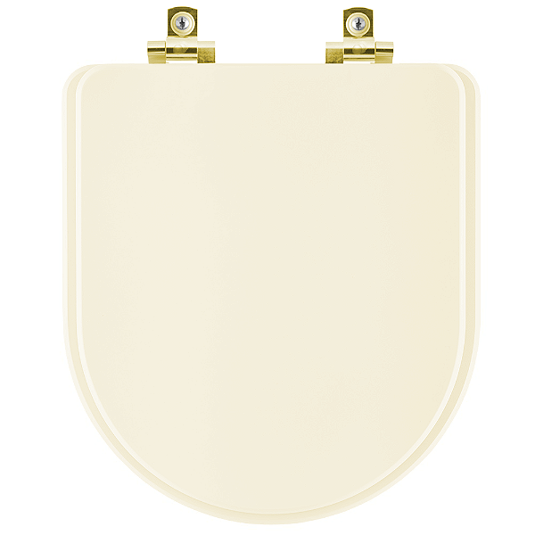 Assento Sanitário com Amortecedor Carrara Creme para vaso Deca com Ferragem Dourada