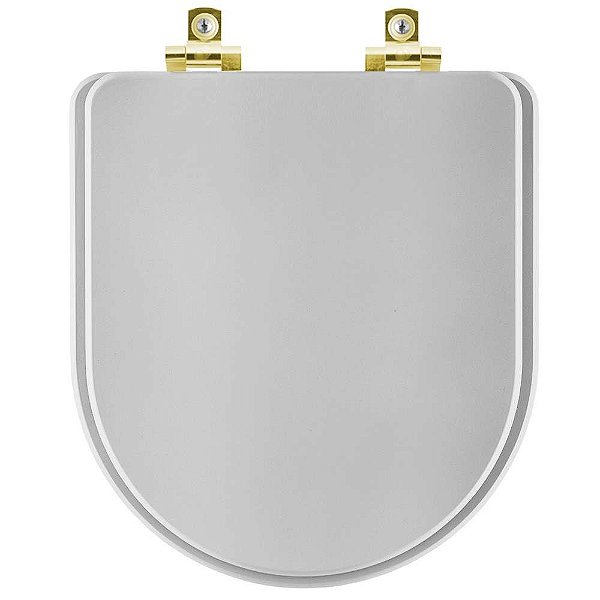 Assento Sanitário com Amortecedor Carrara Cinza Real para vaso Deca com Ferragem Dourada