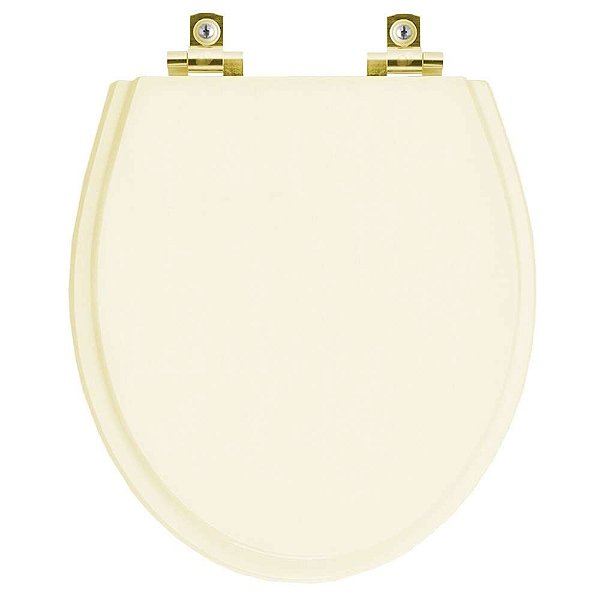 Assento Sanitário com Amortecedor Ritz Creme para vaso Deca com Ferragem Dourada