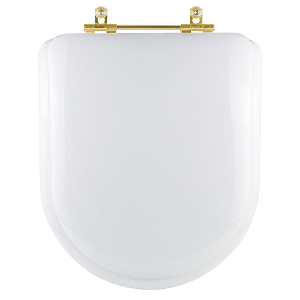 Assento Sanitário Almofadado Carrara Branco para vaso Deca com Ferragem Dourada