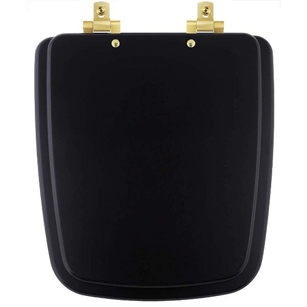 Tampa de Vaso MDF Com Amortecedor Boss Matte Black para Bacia Incepa com Ferragem Dourada