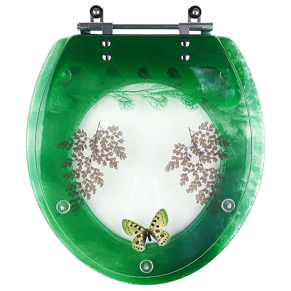 Tampa de Vaso e Lixeira Decorada Borboleta Verde Esmeralda