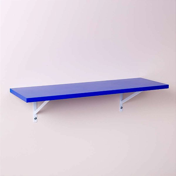 Prateleira Azul 60 X 20cm Com Suporte Mao Francesa