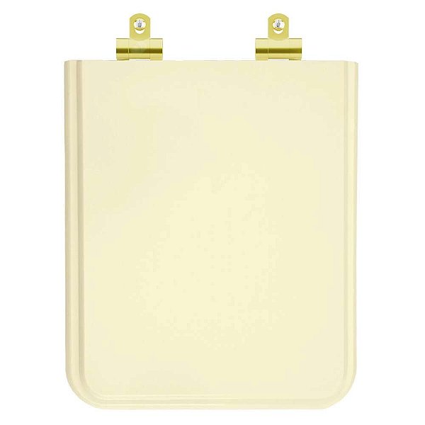 Assento Sanitário Poliester Soft Close Square Bone (Bege Claro) para vaso Incepa com Ferragem Dourada