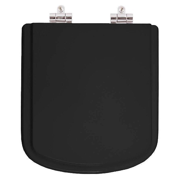 Assento Sanitário Poliester Soft Close Lirio Preto para vaso Fiori