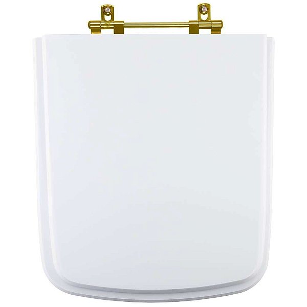 Assento Sanitario Clean Branco Para Vaso Deca Com Ferragem Dourada