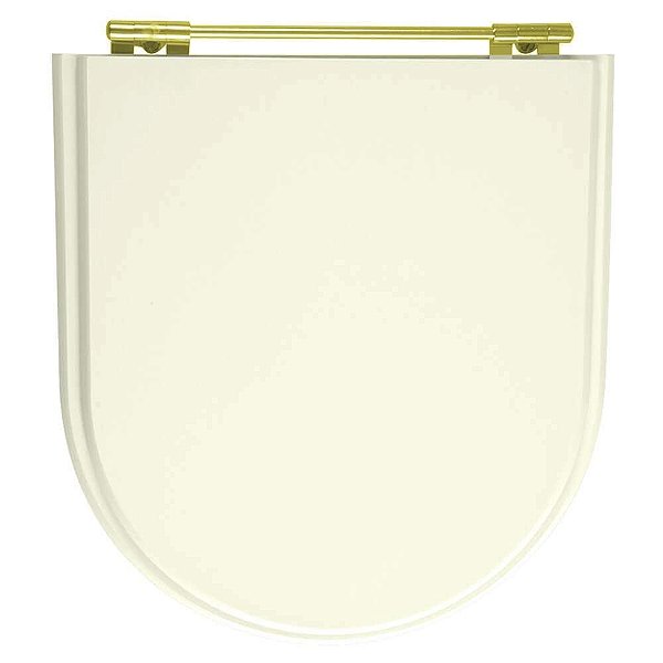 Assento Sanitario Poliester Calypso Biscuit Para Vaso Incepa Com Ferragem Dourada