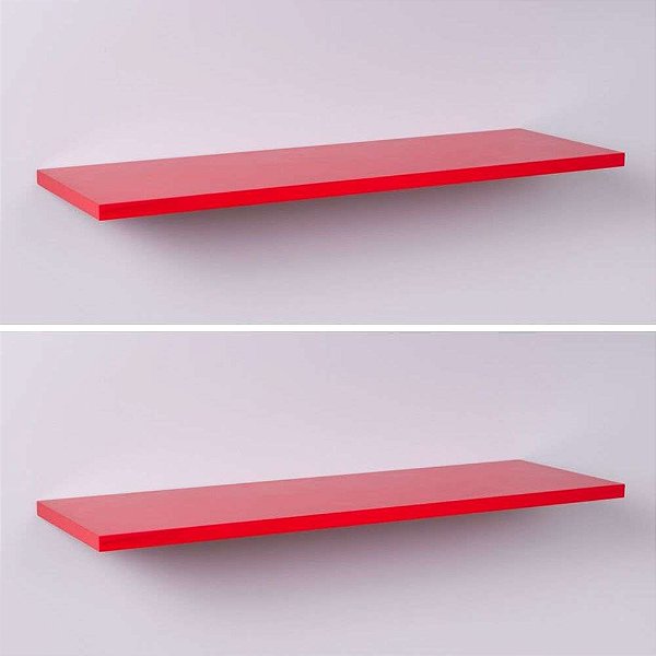 Kit Com 2 Prateleiras 60 X 20cm Suporte Invisivel - Cor Vermelho