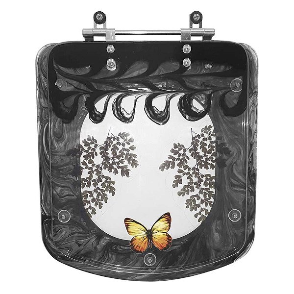 Assento Sanitário Decorado Bali Preto Para Bacia Incepa