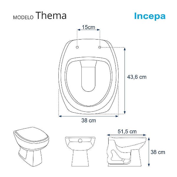 Assento Sanitário Decorada Thema Verde Água Para Louça Incepa