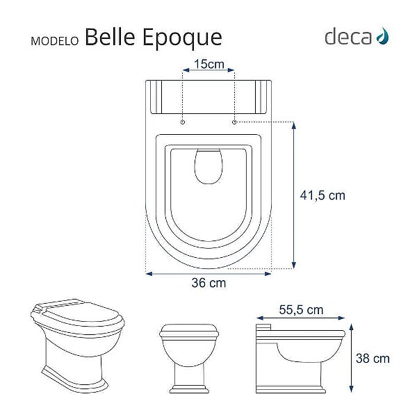 Tampa de Vaso Sanitário com Amortecedor Belle Epoque Cinza Real para Bacia Deca