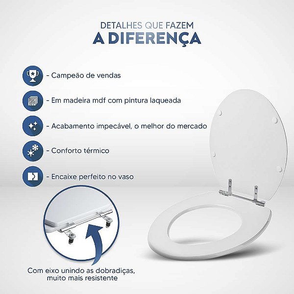 Assento Sanitário Ravena Azul para vaso Deca