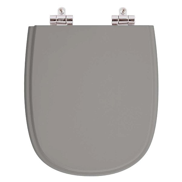 Assento Sanitário Poliester Soft Close Dona Beja Cinza Escuro para vaso Santa Clara