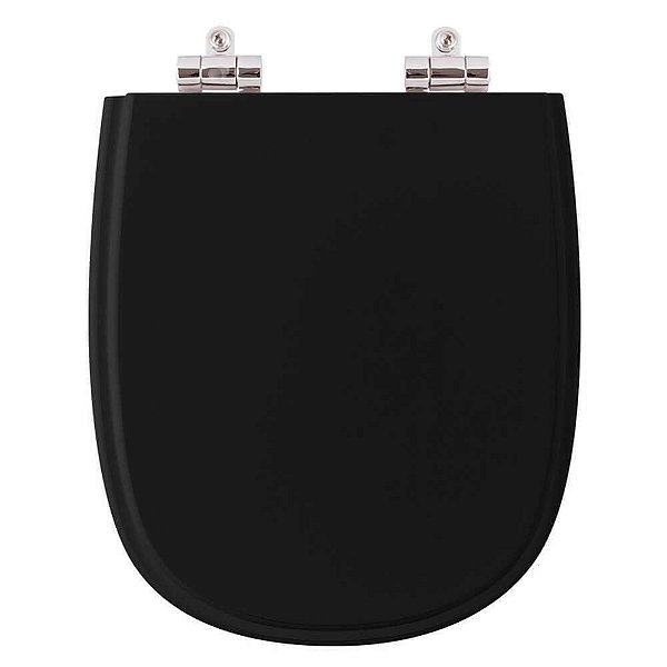Assento Sanitário Poliester Soft Close Preto Dona Beja para vaso Santa Clara