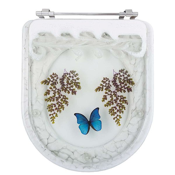 Assento Sanitário Decorado Calypso com Borboleta Azul para Vaso Incepa