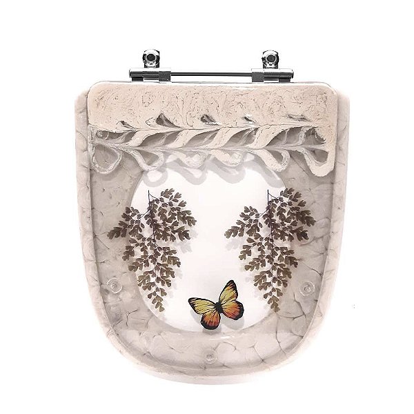 Assento Sanitário Poliester Ibiza Pêssego com Borboleta Amarela para vaso Incepa