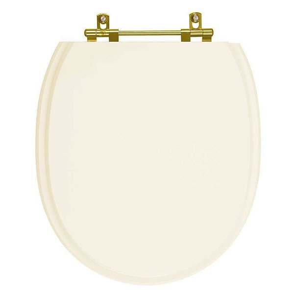 Assento Sanitário Poliester Village Creme para vaso Deca com Ferragem Dourada