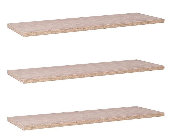Kit Com 3 Prateleiras 40 X 10cm Suporte Invisivel Cor Carvalho Treviso (madeira Clara)