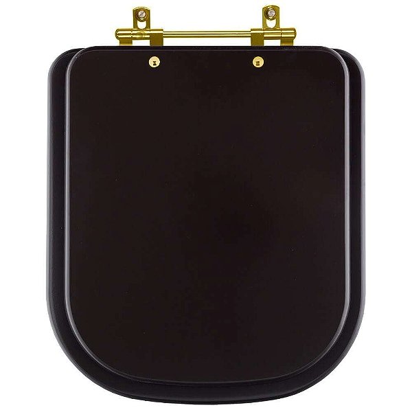 Assento Sanitário Piano Marrom Fosco Com Ferragem Dourada para vaso Deca