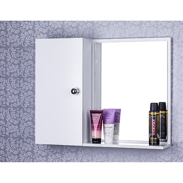 Armário Para Banheiro Com Espelho cor Branco Com Porta Que Fecha Suave