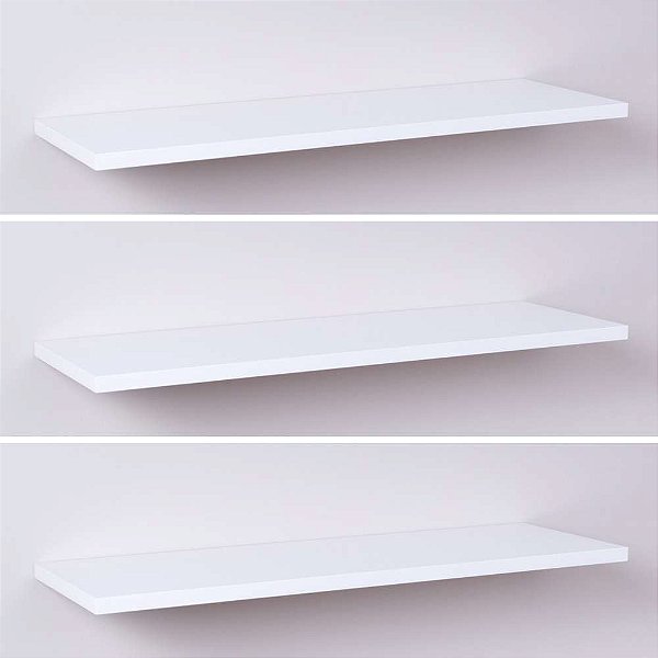 Kit Com 3 Prateleiras 40 X 10cm Suporte Invisivel - Cor Branco