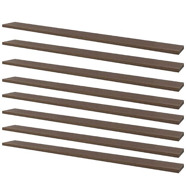 Kit 8 Prateleiras 80 x 15cm Nogal Suporte Invisível