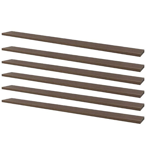 Kit 6 Prateleiras 80 x 20cm Nogal Suporte Invisível