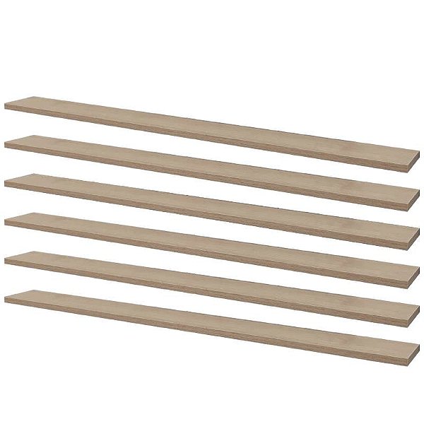 Kit 6 Prateleiras 90 x 10cm Carvalho Suporte Invisível