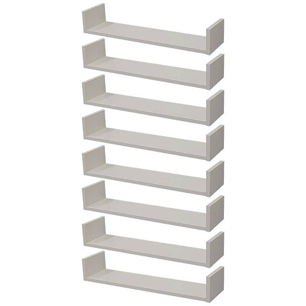 Kit 8 Prateleiras U 50 x 20cm Branca Suporte Invisível