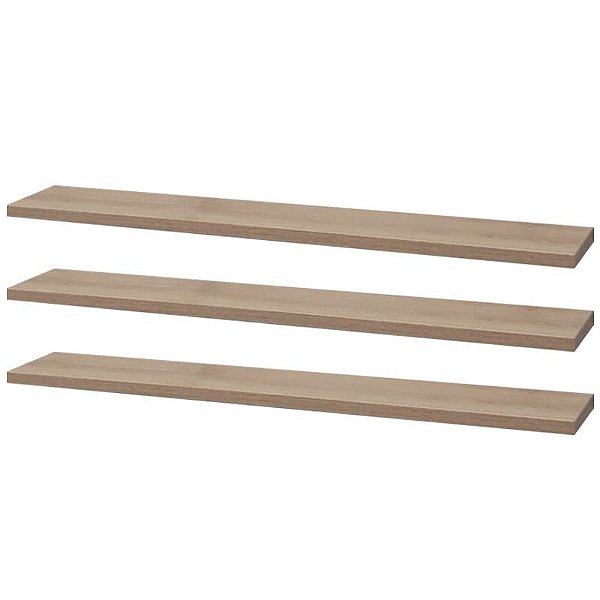 Kit 3 Prateleiras 50 x 20cm Carvalho Suporte Invisível