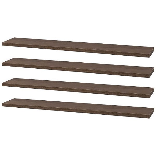 Kit 4 Prateleiras 50 x 20cm Nogal Suporte Invisível
