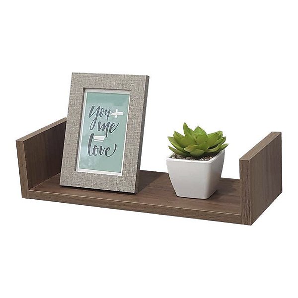 Prateleira U 50 x 25cm Nogal Suporte Invisível