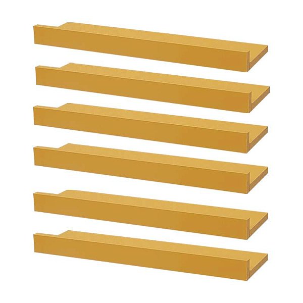 Kit 6 Prateleiras Porta Quadros 60 x 10cm Amarela Suporte Invisível
