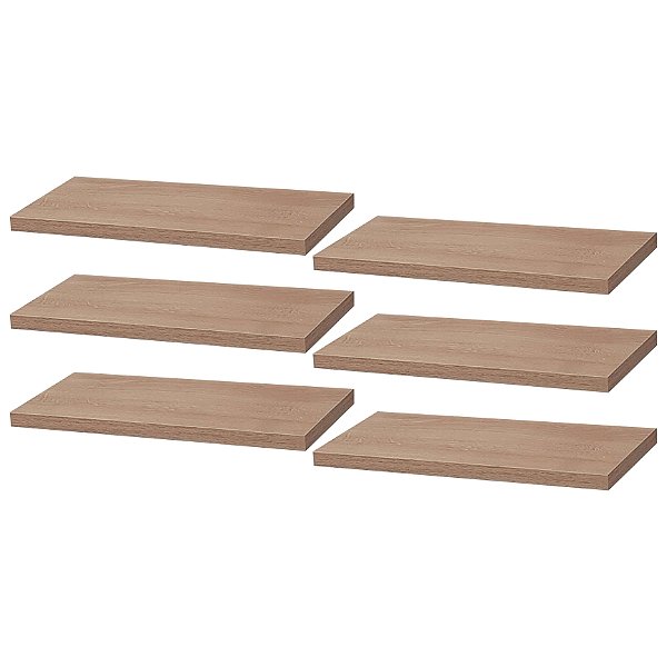 Kit 6 Prateleiras 40 x 15cm Carvalho Suporte Invisível